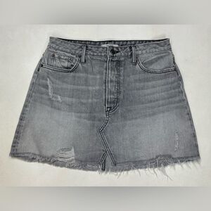 GRLFRND Milla Denim Jean Mini Skirt Women Size 30 Gray Distressed